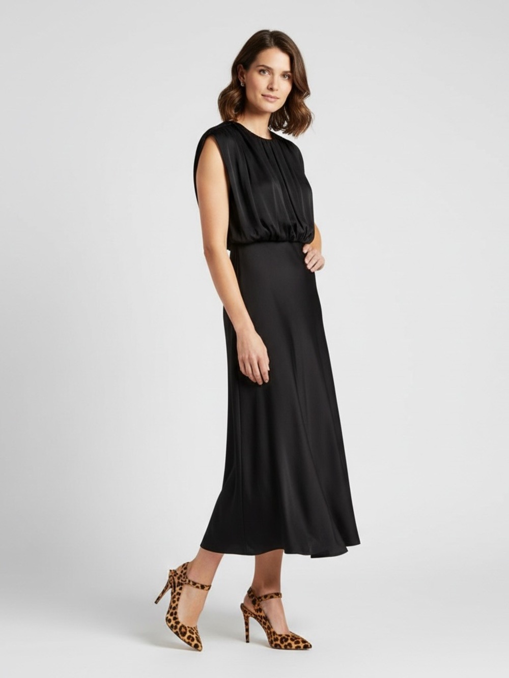 Astr Black Sleeveless Midi Dress-Skirt
